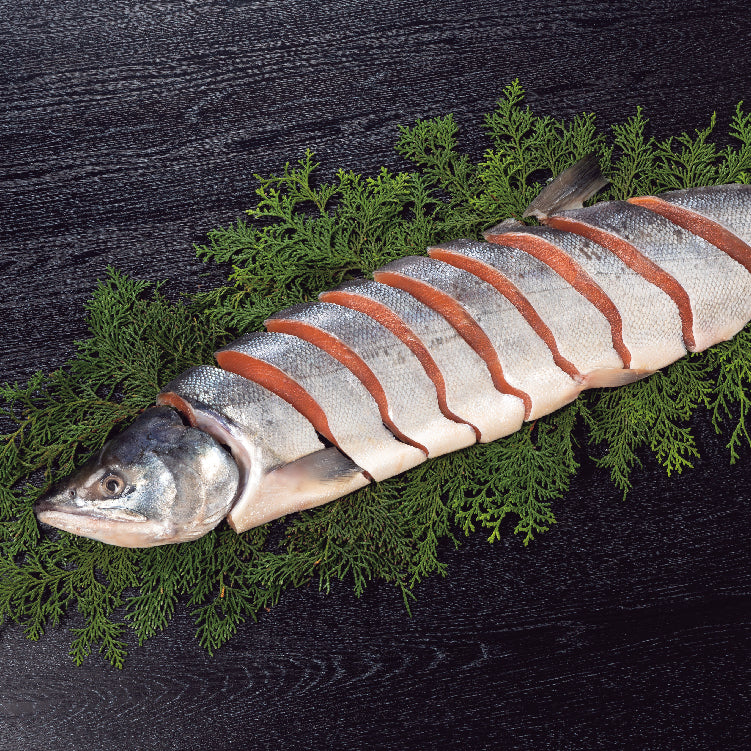 日高沖 熟成新巻鮭姿切身（半身）