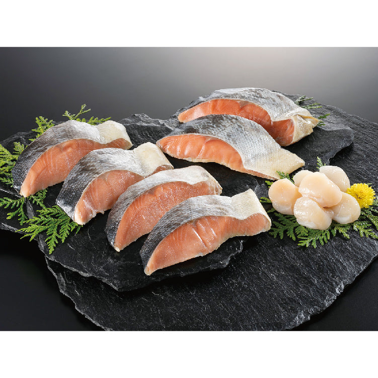 鮭の厚切り切身とほたてセット