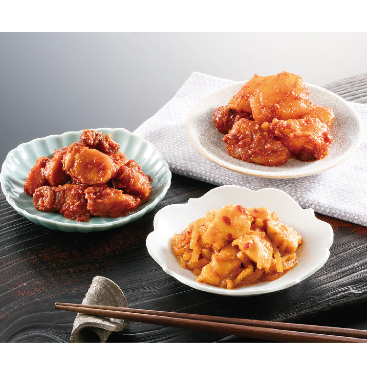 くにをの鮭、たこ、ほたてキムチ3本セット