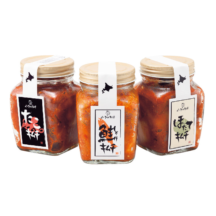 くにをの鮭、たこ、ほたてキムチ3本セット
