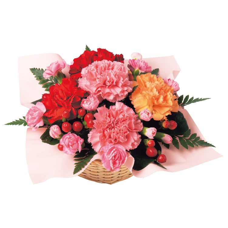 アレンジメントと「柳月」三方六のセット